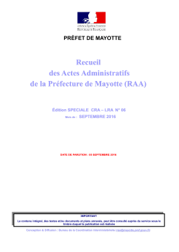 Recueil des Actes Administratifs de la Préfecture de Mayotte (RAA)