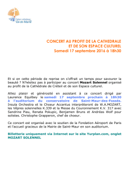 Concert au profit de la cathédrale - Paroisse Saint