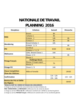 NATIONALE DE TRAVAIL PLANNING 2016