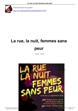 La rue, la nuit, femmes sans peur - Presse