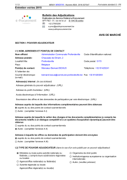 Entretien voiries 2015 Bulletin des Adjudications AVIS DE MARCHÉ