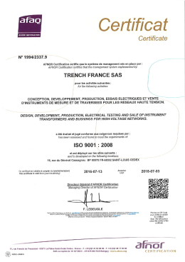 Page 1 Certificat Certificate AFNOR CERTIFICATION N&ordm; 1994