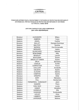 Liste interne des candidats admissibles au concours d