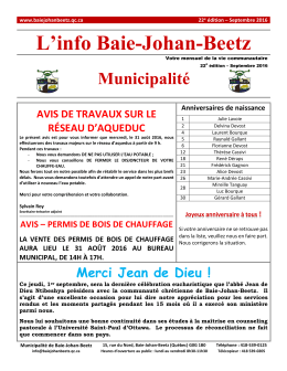 L`info Baie-Johan-Beetz - Municipalité de Baie-Johan