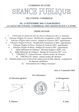 Page 1 COMMUINE DE ITTRE SEANCE PUBLIQUE DUI CONSEIL