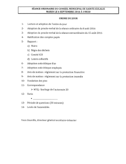 Page 1 SÉANCE ORDINAIRE DU CONSEIL MUNICIPAL DE