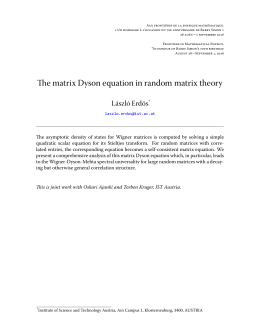 The matrix Dyson equation in random matrix theory