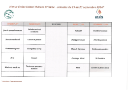 Menu de la Semaine Prochaine - Bienvenue à l`école Sainte Thérèse