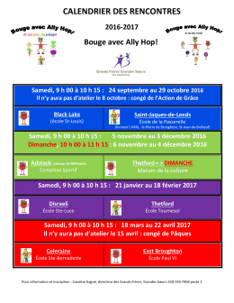 calendrier des rencontres - Saint-Joseph-de