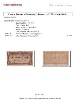 France, Roubaix et Tourcoing, 2 Francs, 1917, TB+, Pirot:59-2202