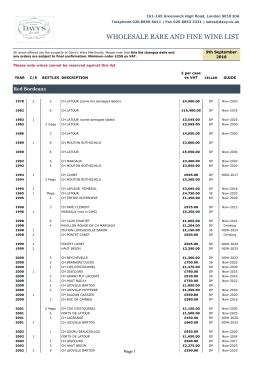 Fine Wine List - Davy`s Wine Merchants