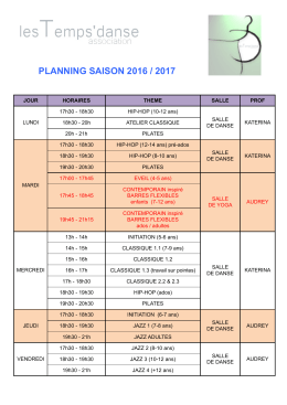 planning des cours 2016-2017