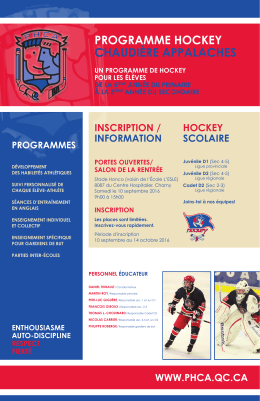 Portes ouvertes 2016 - Programme de Hockey Chaudière