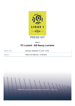 PRESS KITFC Lorient - AS Nancy Lorraine - Ligue 1
