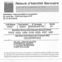 RIB de l`étude