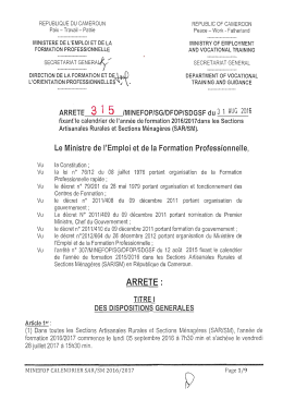 Calendrier de l`ann&eacute;e de formation 2016-2017 dans les SAR-SM