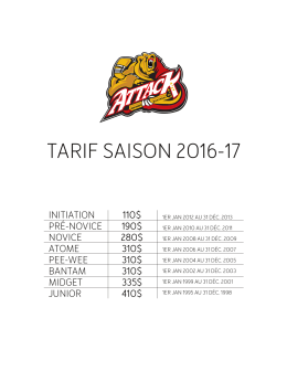 TARIF SAISON 2016-17 - Hockey Sud