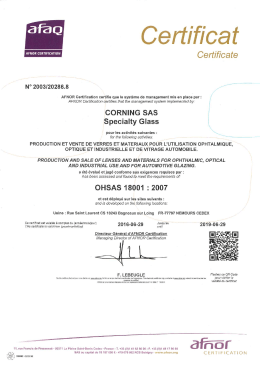 Page 1 Certificat Certificate Nº 2003/20286.8 AFNOR Certification