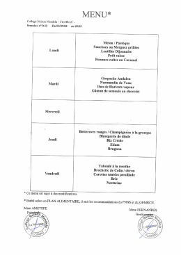 Menus cantine - Collège Nelson Mandela