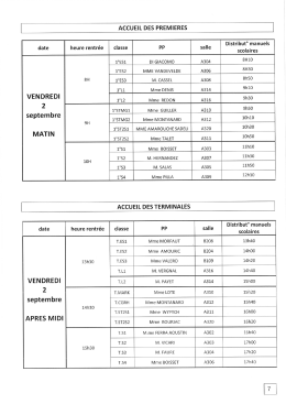 Page 1 ACCUEIL DES PREMIERES VENDREDI 2 Mme GUILLER