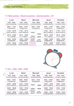 Les horaires - Mairie de Montrem