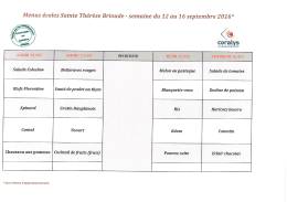 Menu de la Semaine Prochaine - Bienvenue à l`école Sainte Thérèse