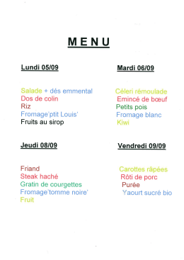 Cantine municipale : menu de la semaine