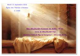 Mardi 13 Septembre 2016 Église Ste Thérèse à Raismes à 11h00