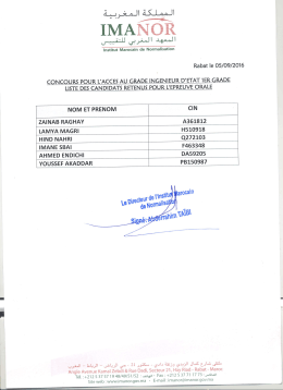 liste des Ingenieurs 1er Grade retenus 2016