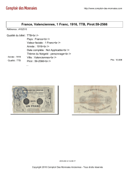 France, Valenciennes, 1 Franc, 1916, TTB, Pirot:59-2566