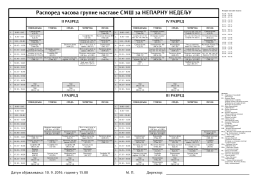 Распоред часова групне наставе за школску 2016/17. годину