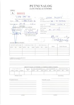 Page 1 PUTNI NALOG ZA PUTNIČKI AUTOMOBIL SERIJA | 000001
