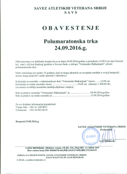 Page 1 SAVEZ ATLETSKIH VETERANA SRBIJE S A V S OBAVE S
