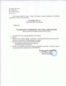 Obave&scaron;tenje o poni&scaron;tenju postupka 13.09.2016.