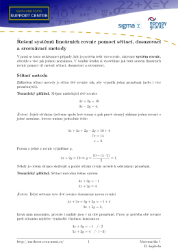 lineárních rovnic pomocí s£ítací, dosazovací a srovnávací metody