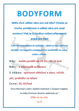 Každé pondělí od 19,15 hodin