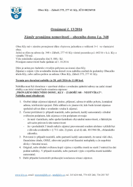 Z&aacute;měr pron&aacute;jmu nemovitosti - obecn&iacute;ho domu [PDF, 585