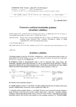Usnesení o nařízení dražebního jednání č.j. 158 ED 2/16-7
