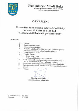 Oznámení o konání zasedání zastupitelstva