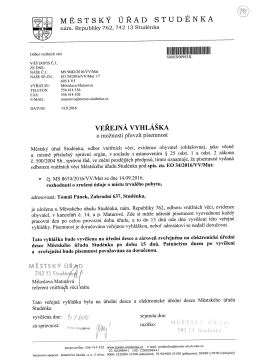Veřejná vyhláška o možnosti převzít písemnosti, Tomáš Pánek