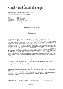 Změna rozhodnut&iacute; o vyhl&aacute;&scaron;en&iacute; mimopstruhov&eacute;ho ryb&aacute;řsk&eacute;ho rev&iacute;ru