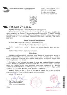 Stanovení přechodné úpravy provozu na dálnici D56 č. j. 240