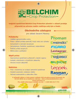 Obchodního zástupce - Belchim Crop Protection