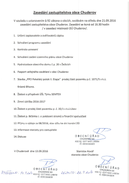 Program zasedání ZO Chuderov 21. 9. 2016