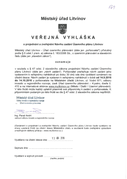 Veřejná vyhláška o projednání a zveřejnění návrhu zadání