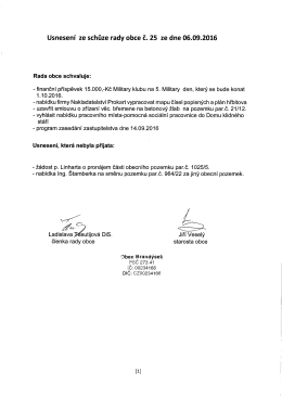 Rada č. 25 ze dne 06.09.2016