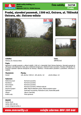 Prodej, stavební pozemek, 1500 m2, Ostrava, ul. Těšínská Ostrava