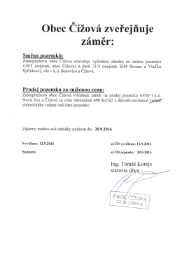 Záměr - směna pozemků