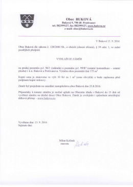 Záměr prodej p.č.96-1 a p.č.99-87