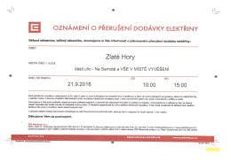 Oznámení o přerušení dodávky el. energie - 21.9
